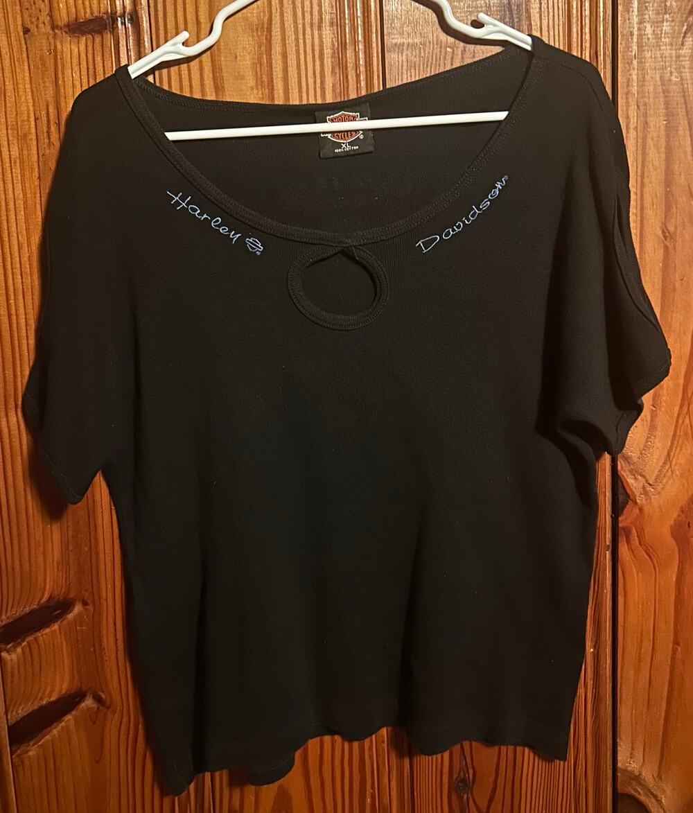 Harley Davidson women’s vintage short sleeve top black/blue size XL